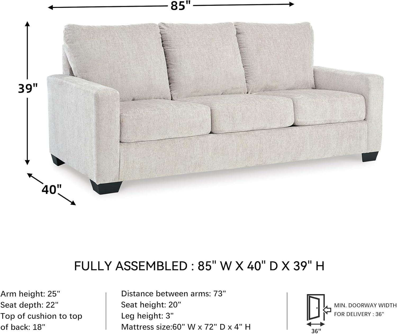 imageSignature Design by Ashley Rannis Coastal 2in1 Sofa Sleeper with Folding Gel Memory Foam Mattress Queen White