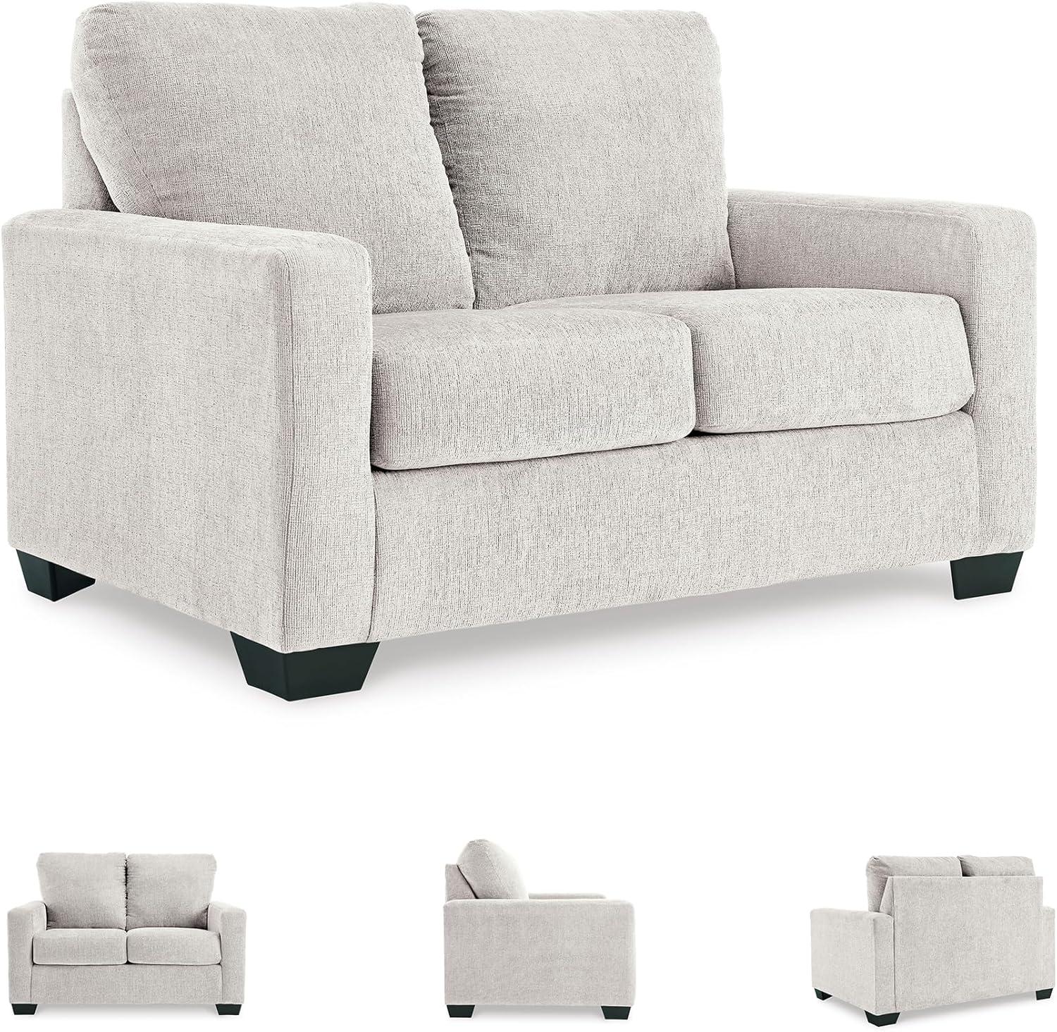 imageSignature Design by Ashley Rannis Coastal 2in1 Sofa Sleeper with Folding Gel Memory Foam Mattress Twin White