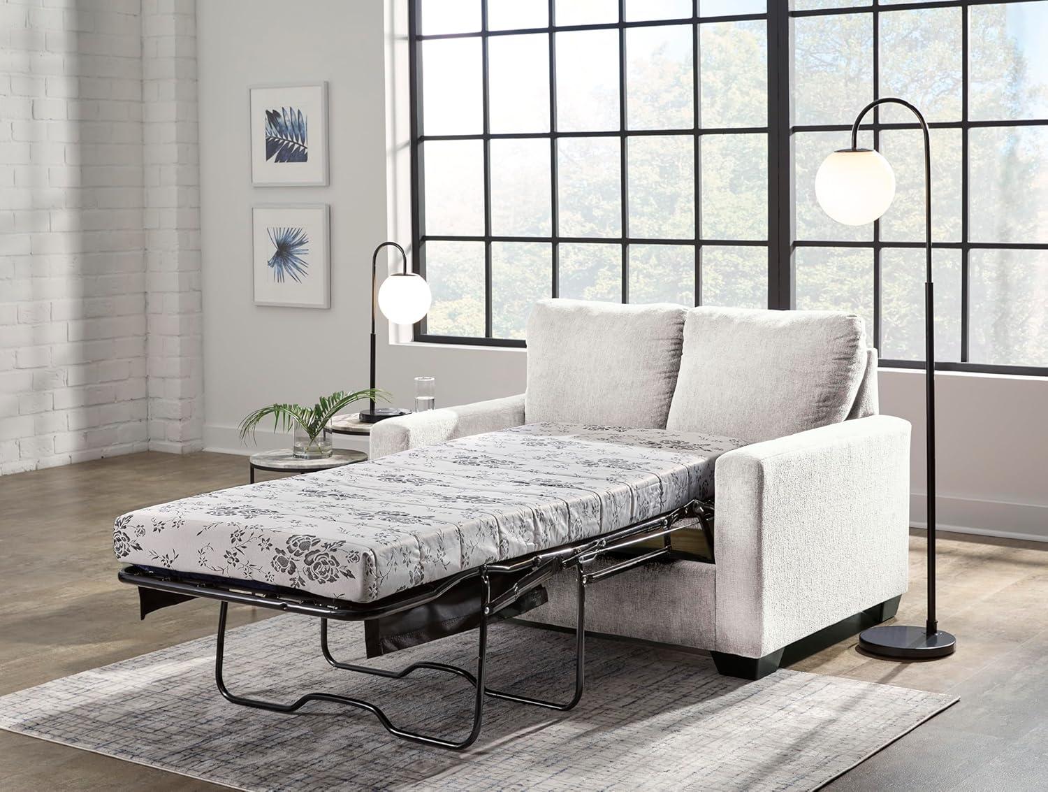 imageSignature Design by Ashley Rannis Coastal 2in1 Sofa Sleeper with Folding Gel Memory Foam Mattress Twin White