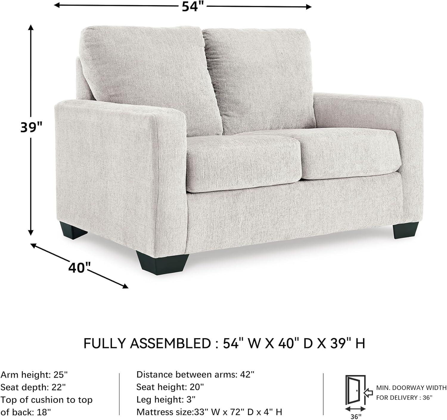 imageSignature Design by Ashley Rannis Coastal 2in1 Sofa Sleeper with Folding Gel Memory Foam Mattress Twin White