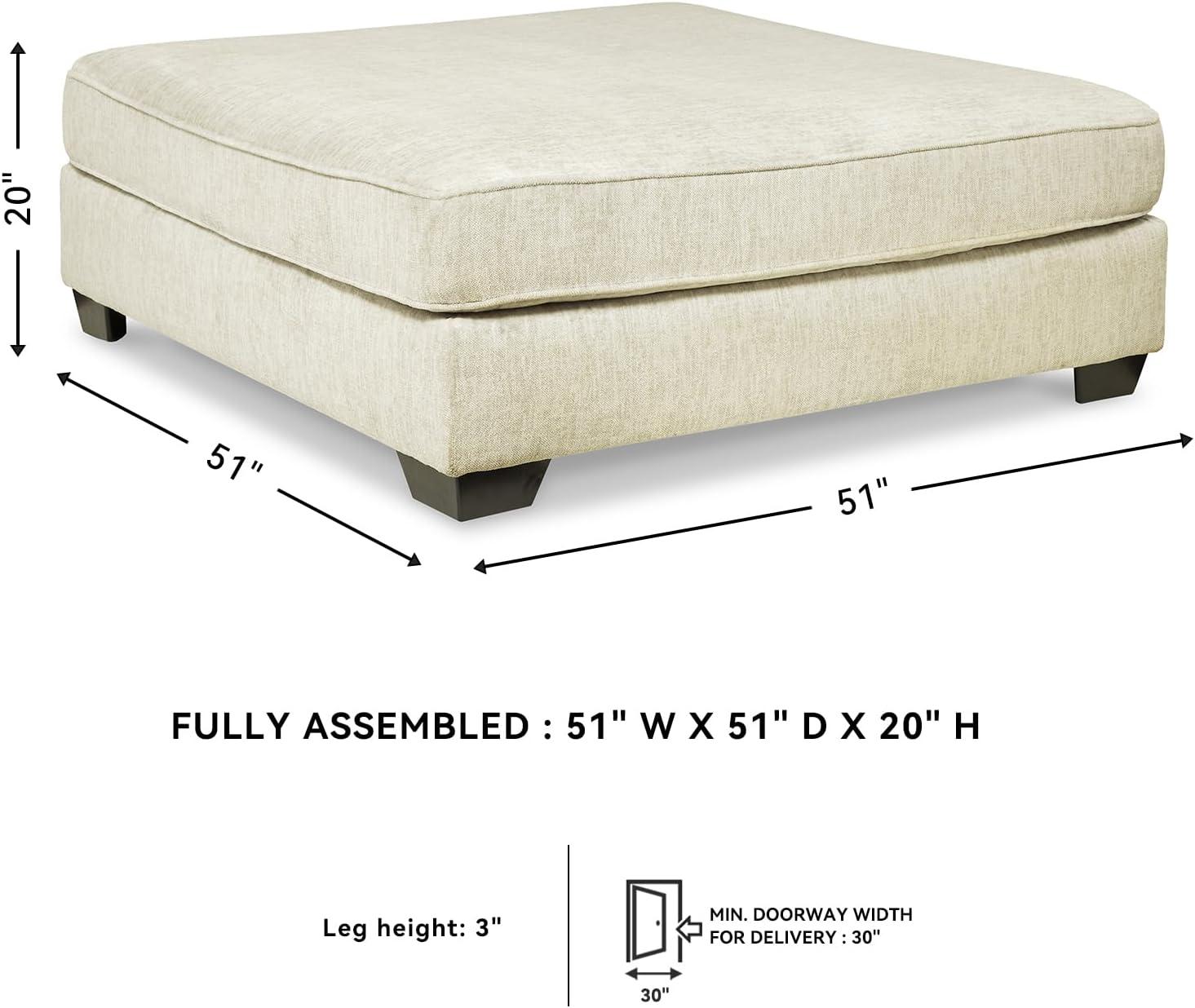 imageSignature Design by Ashley Rawcliffe Contemporary Square Oversized Accent Ottoman with Foam Cushion and Chenille Microfiber Fabric 55quot by 55quot Beige