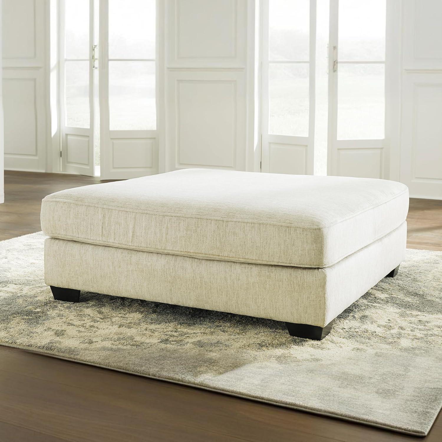 imageSignature Design by Ashley Rawcliffe Contemporary Square Oversized Accent Ottoman with Foam Cushion and Chenille Microfiber Fabric 55quot by 55quot Beige