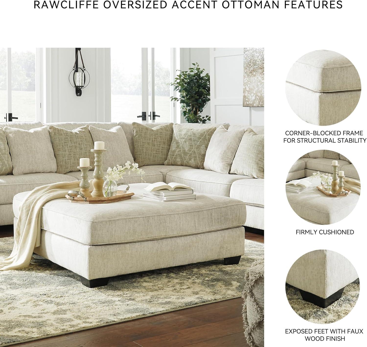 imageSignature Design by Ashley Rawcliffe Contemporary Square Oversized Accent Ottoman with Foam Cushion and Chenille Microfiber Fabric 55quot by 55quot Beige