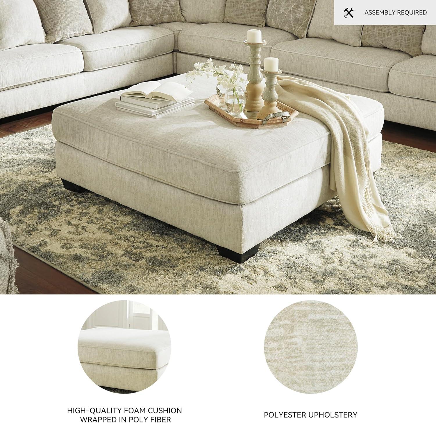 imageSignature Design by Ashley Rawcliffe Contemporary Square Oversized Accent Ottoman with Foam Cushion and Chenille Microfiber Fabric 55quot by 55quot Beige
