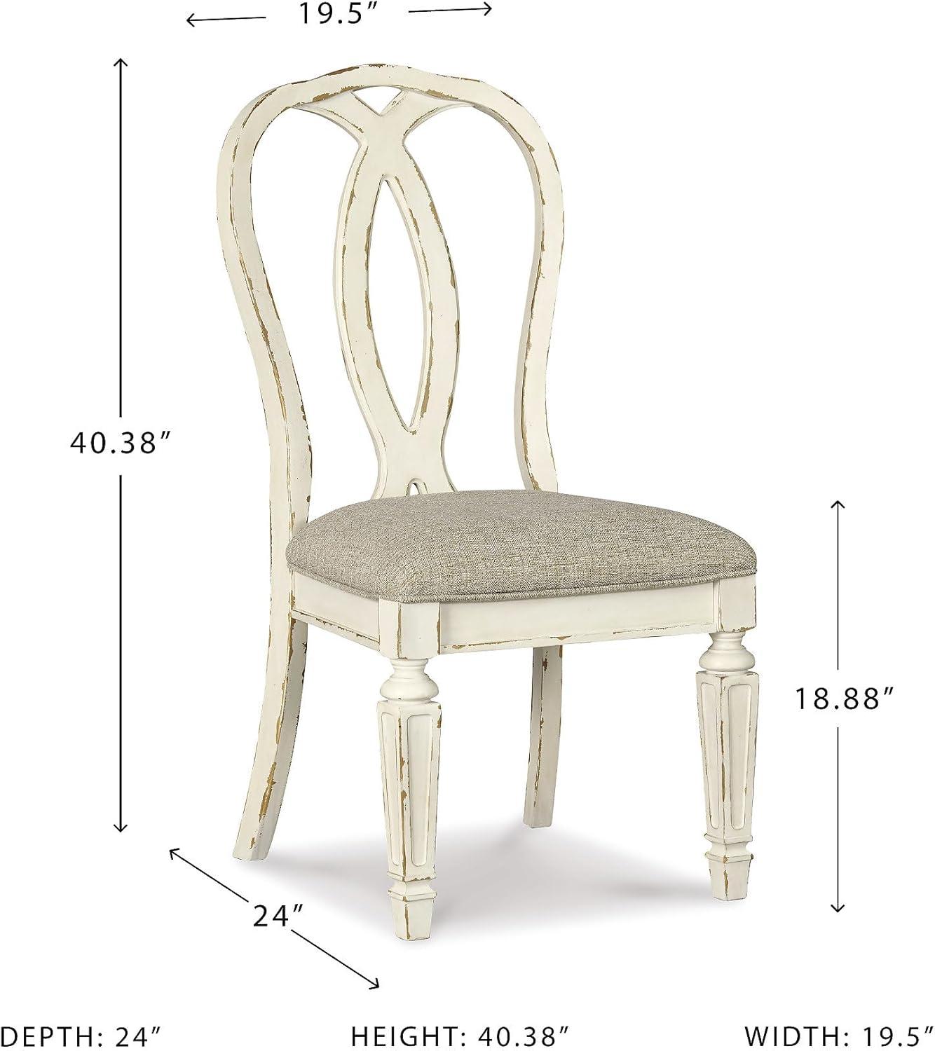 imageSignature Design by Ashley Realyn French Country Ribbon Back Dining Chair 2 Count Chipped WhiteSplat Back