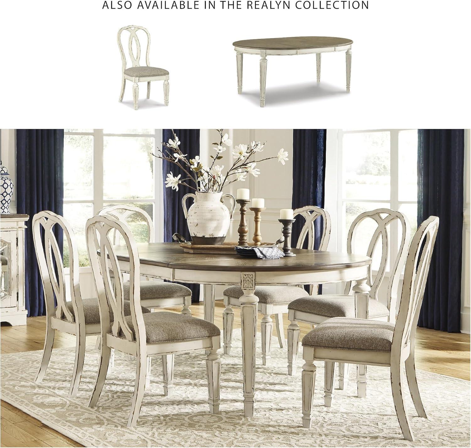 imageSignature Design by Ashley Realyn French Country Ribbon Back Dining Chair 2 Count Chipped WhiteSplat Back