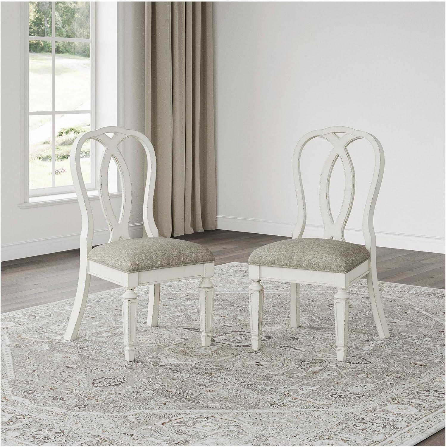 imageSignature Design by Ashley Realyn French Country Ribbon Back Dining Chair 2 Count Chipped WhiteSplat Back
