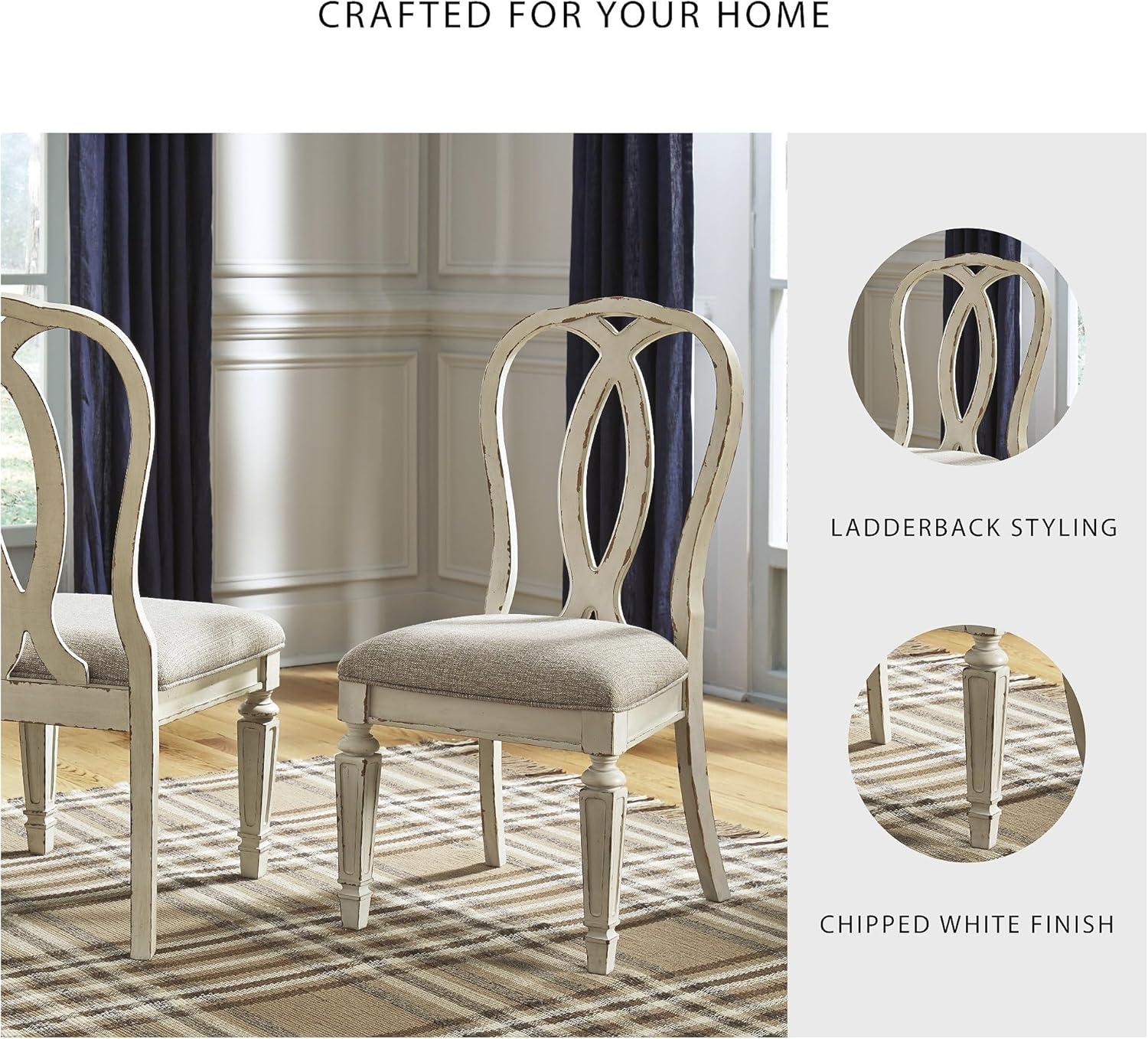 imageSignature Design by Ashley Realyn French Country Ribbon Back Dining Chair 2 Count Chipped WhiteSplat Back