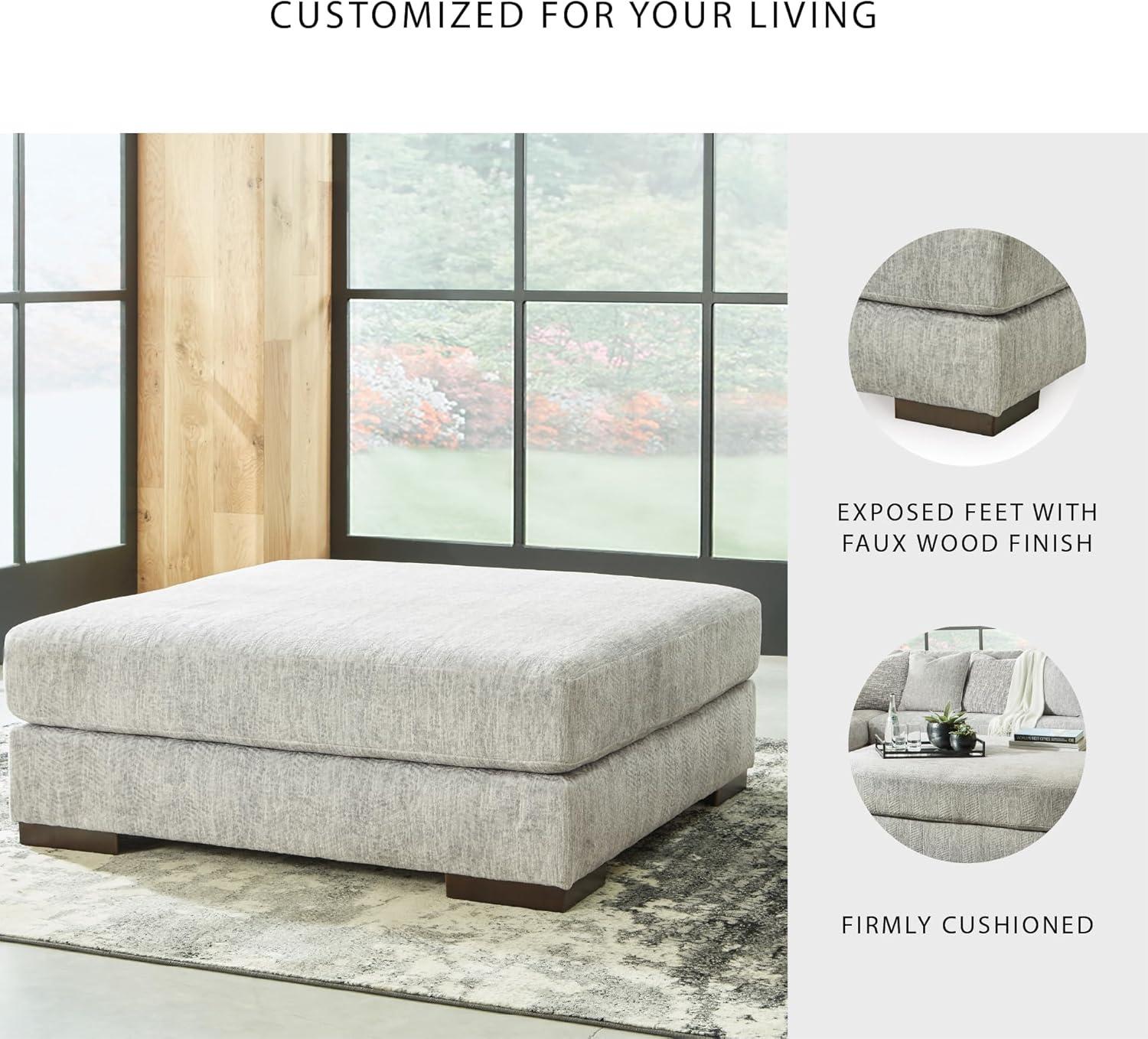 imageSignature Design by Ashley Regent Park Oversized Accent Ottoman Light GrayLight Gray