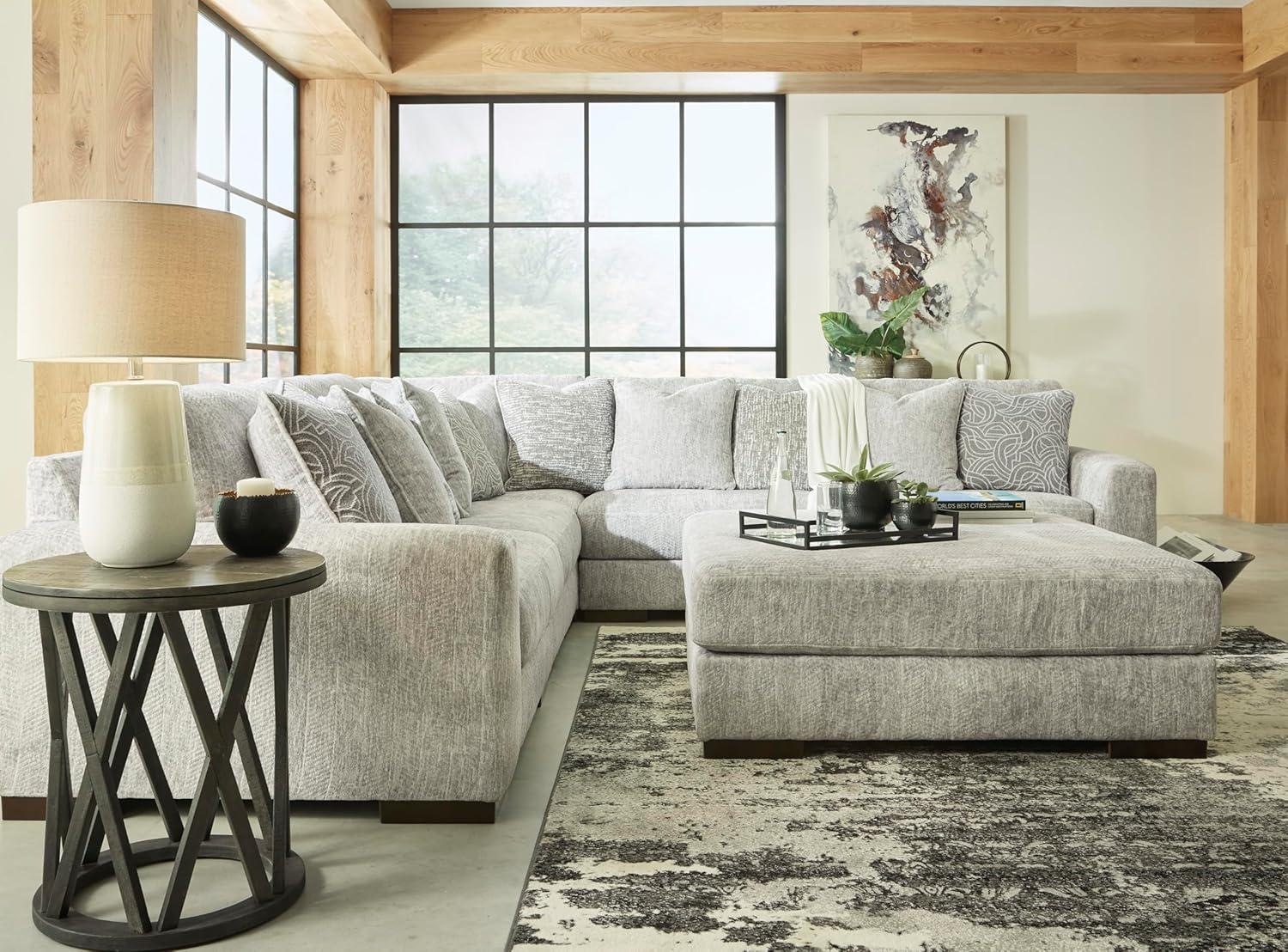 imageSignature Design by Ashley Regent Park Oversized Accent Ottoman Light GrayLight Gray