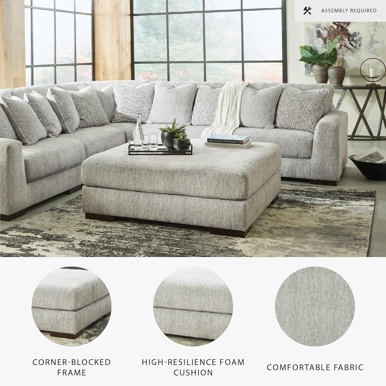 imageSignature Design by Ashley Regent Park Oversized Accent Ottoman Light GrayLight Gray