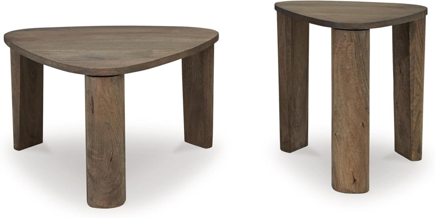 imageSignature Design by Ashley Reidport Farmhouse Nesting Accent Coffee Table with Tapered Legs Set of 2 Dark Brown