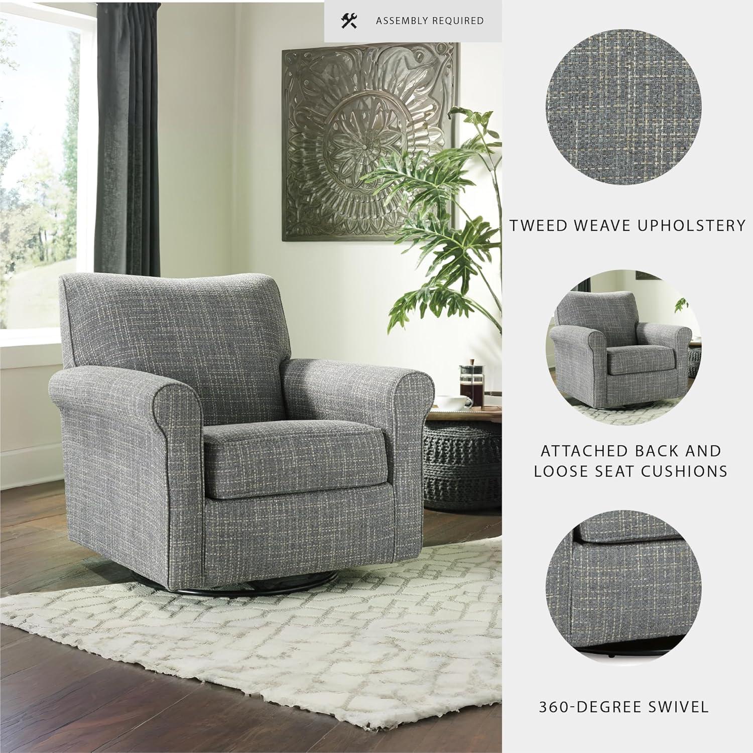 imageSignature Design by Ashley Renley 360Degree Swivel Glider Nursery Accent Chair Gray
