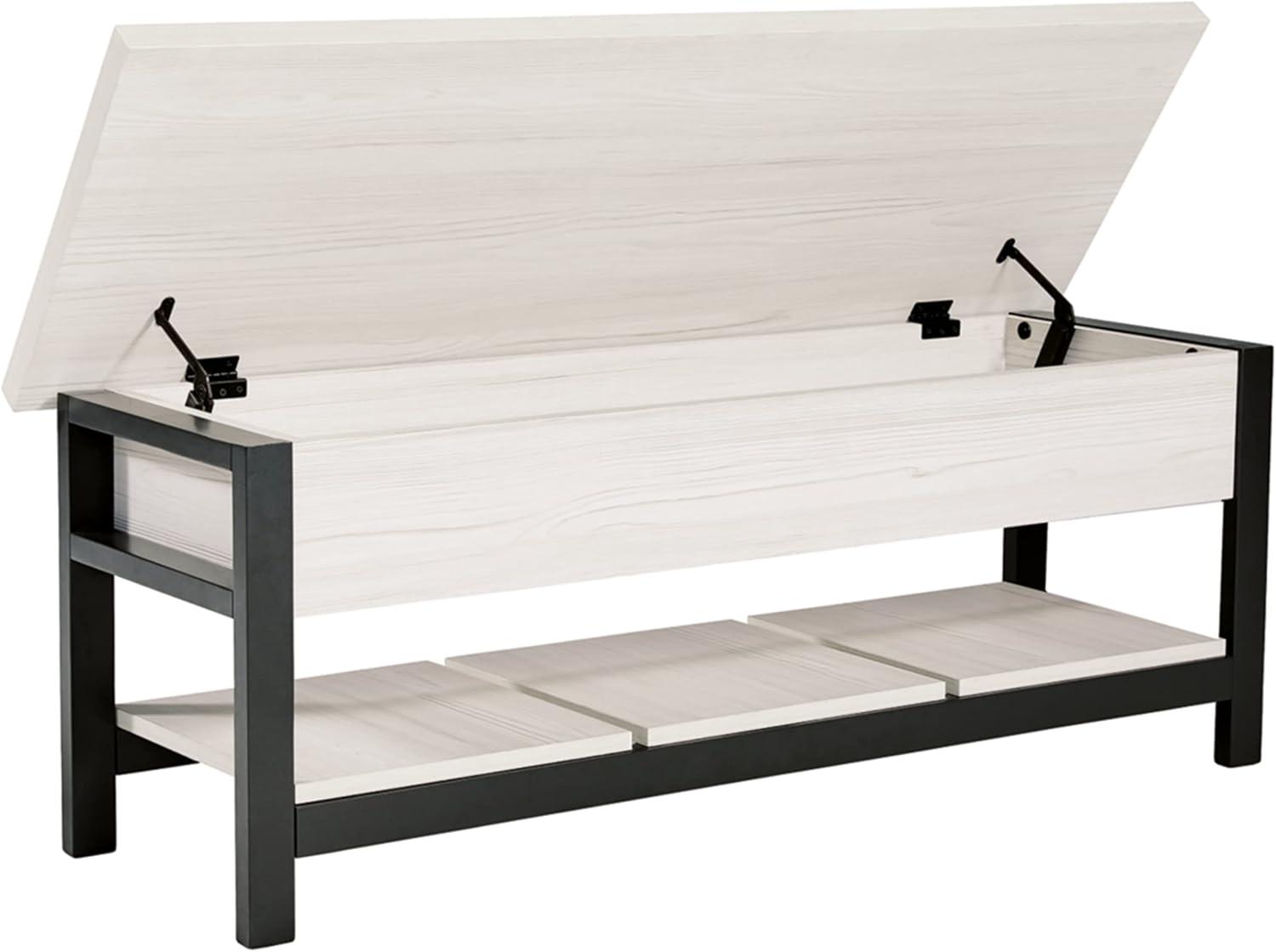 imageSignature Design by Ashley Rhyson Modern Storage Bench Black ampamp WhiteWhite