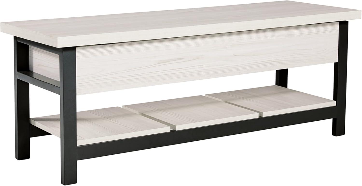 imageSignature Design by Ashley Rhyson Modern Storage Bench Black ampamp WhiteWhite