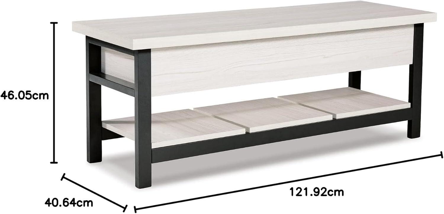 imageSignature Design by Ashley Rhyson Modern Storage Bench Black ampamp WhiteWhite