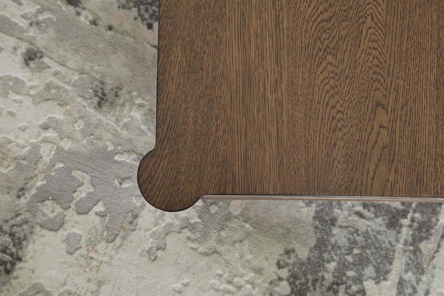 imageSignature Design by Ashley Roanhowe Contemporary 2Drawer Coffee Table with Open Lower Shelf and Tapered Legs Dark Brown