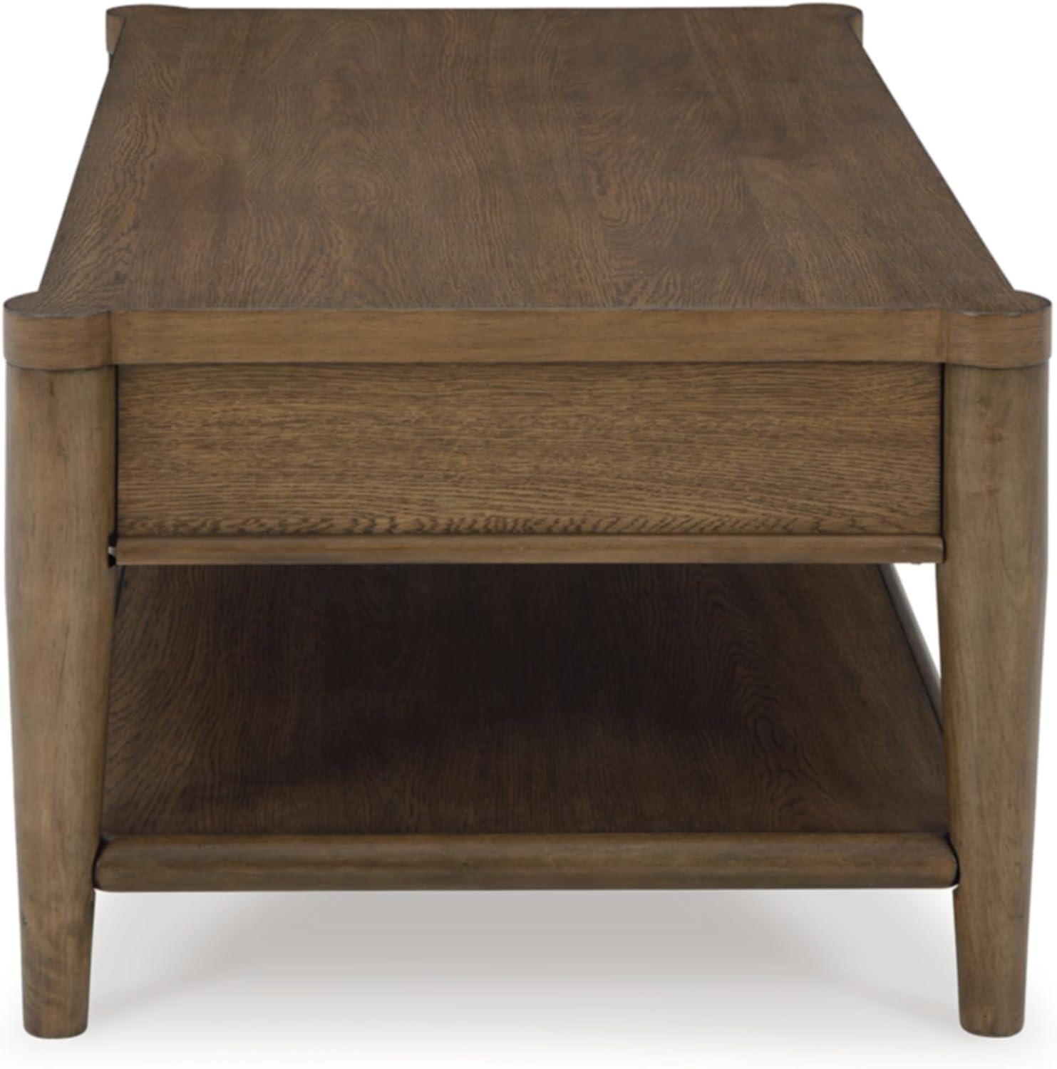 imageSignature Design by Ashley Roanhowe Contemporary 2Drawer Coffee Table with Open Lower Shelf and Tapered Legs Dark Brown