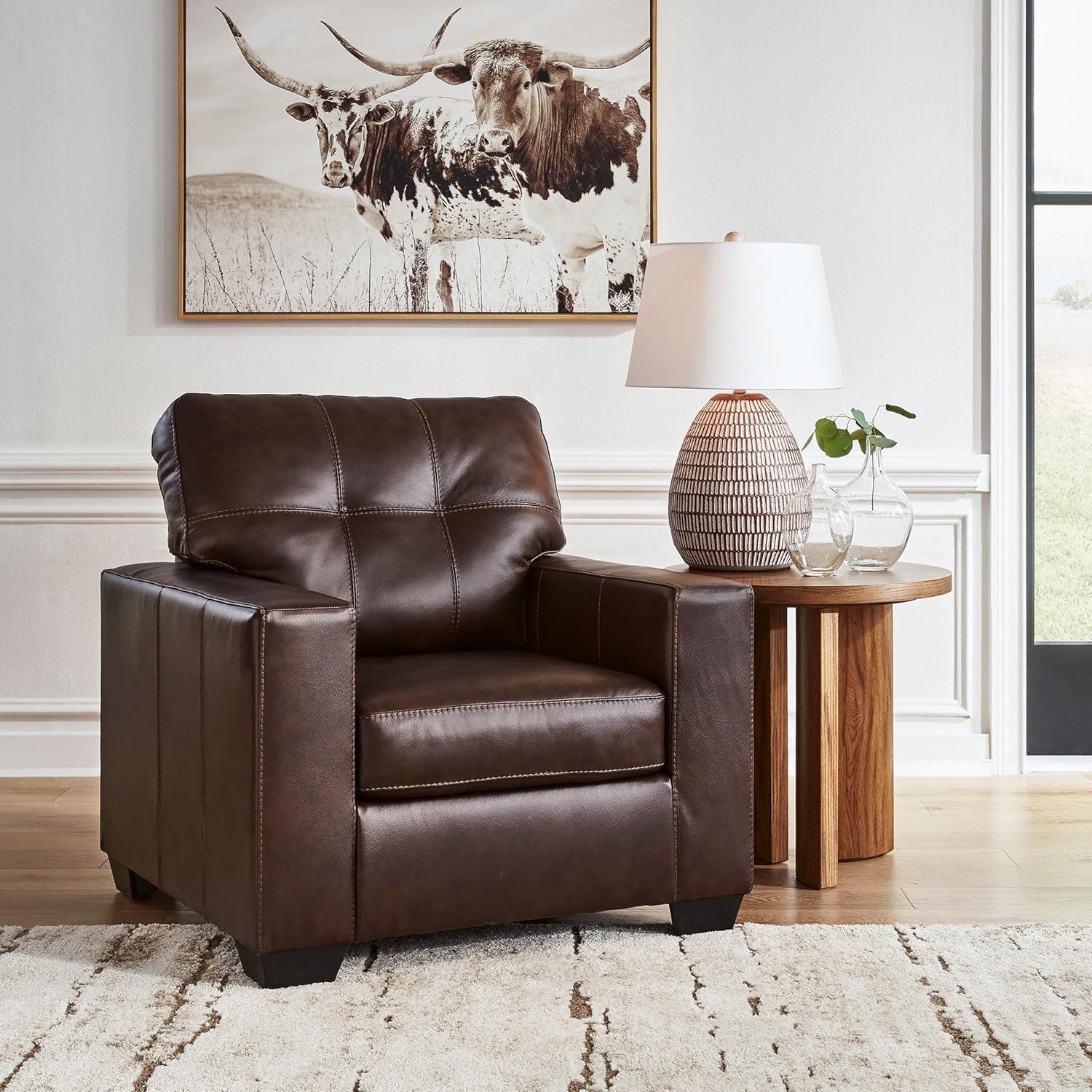 imageSignature Design by Ashley Santorine Classic Tufted Leather Match Chair Dark BrownChair
