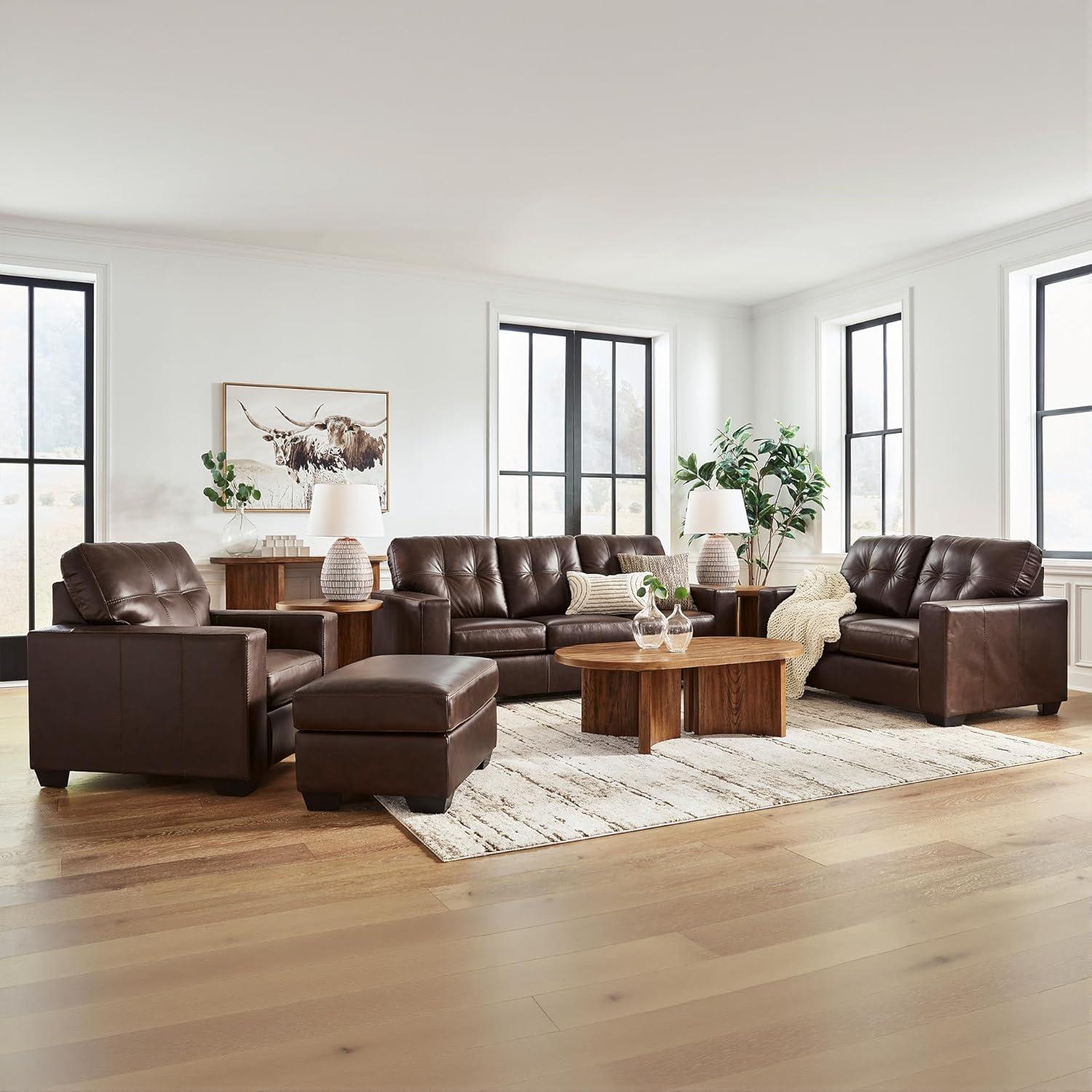 imageSignature Design by Ashley Santorine Classic Tufted Leather Match Chair Dark BrownChair
