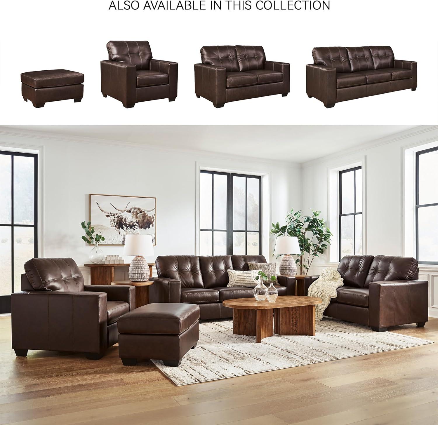 imageSignature Design by Ashley Santorine Classic Tufted Leather Match Chair Dark BrownChair