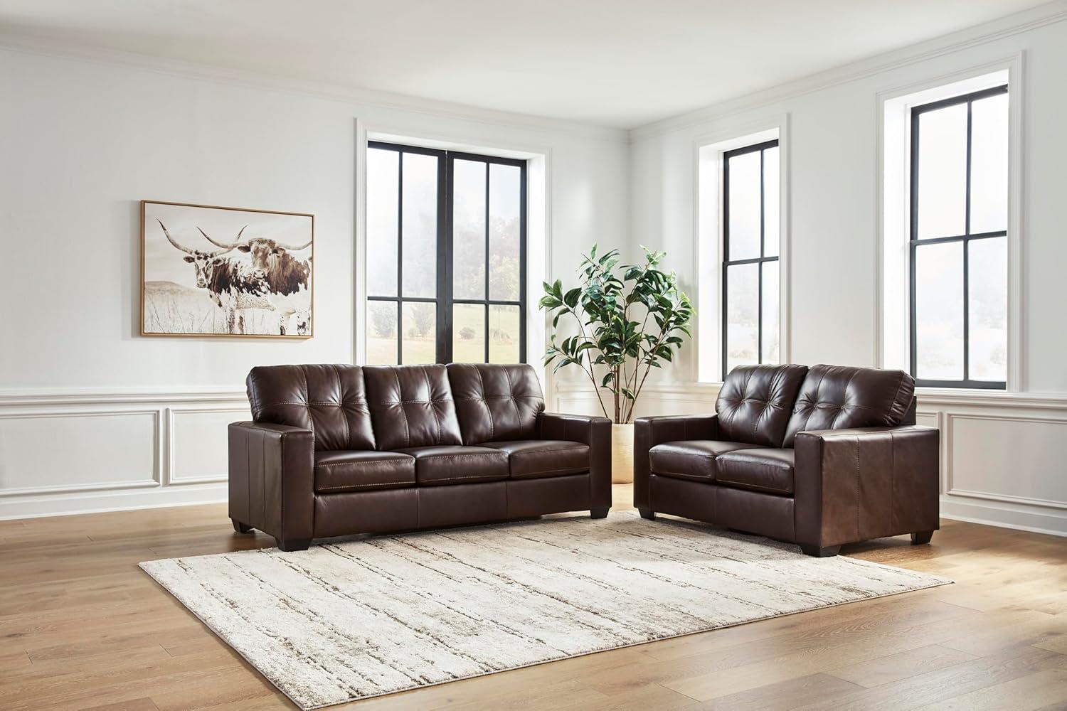 imageSignature Design by Ashley Santorine Classic Tufted Leather Match Chair Dark BrownLoveseat