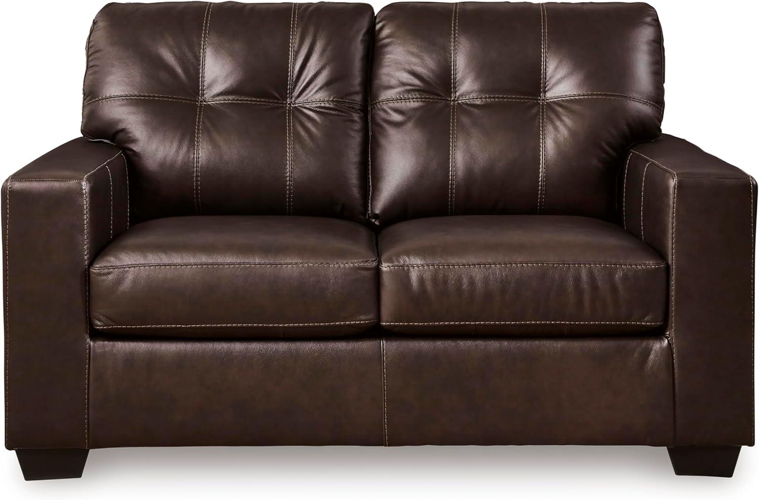 imageSignature Design by Ashley Santorine Classic Tufted Leather Match Chair Dark BrownLoveseat
