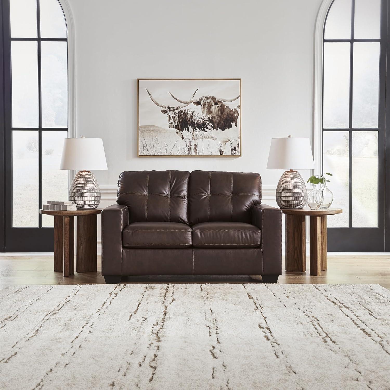 imageSignature Design by Ashley Santorine Classic Tufted Leather Match Chair Dark BrownLoveseat