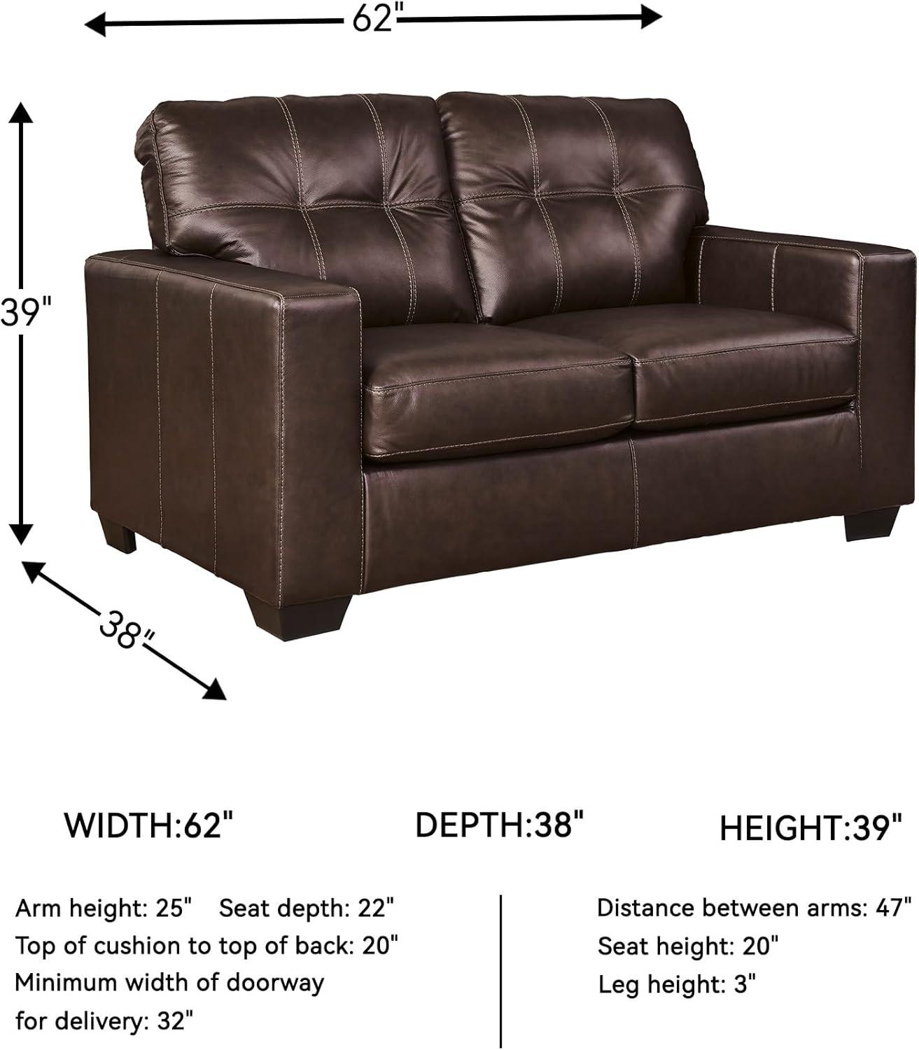 imageSignature Design by Ashley Santorine Classic Tufted Leather Match Chair Dark BrownLoveseat
