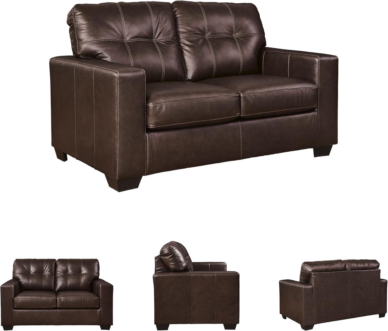 imageSignature Design by Ashley Santorine Classic Tufted Leather Match Chair Dark BrownLoveseat