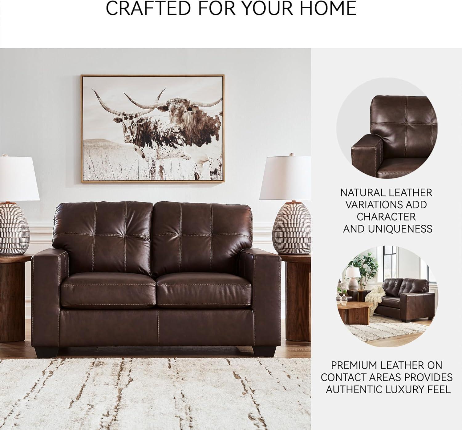 imageSignature Design by Ashley Santorine Classic Tufted Leather Match Chair Dark BrownLoveseat