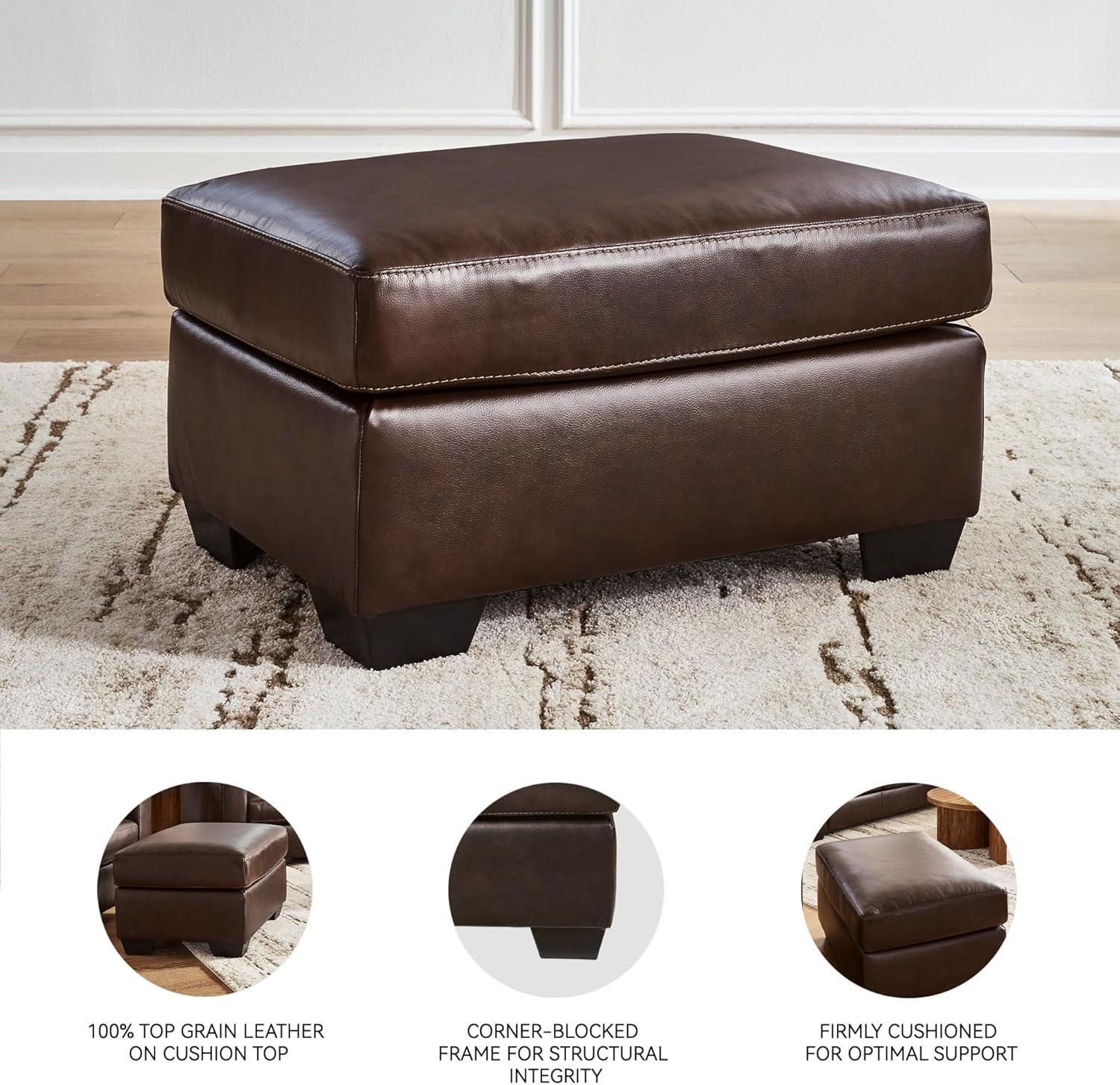 imageSignature Design by Ashley Santorine Classic Tufted Leather Match Chair Dark BrownOttoman