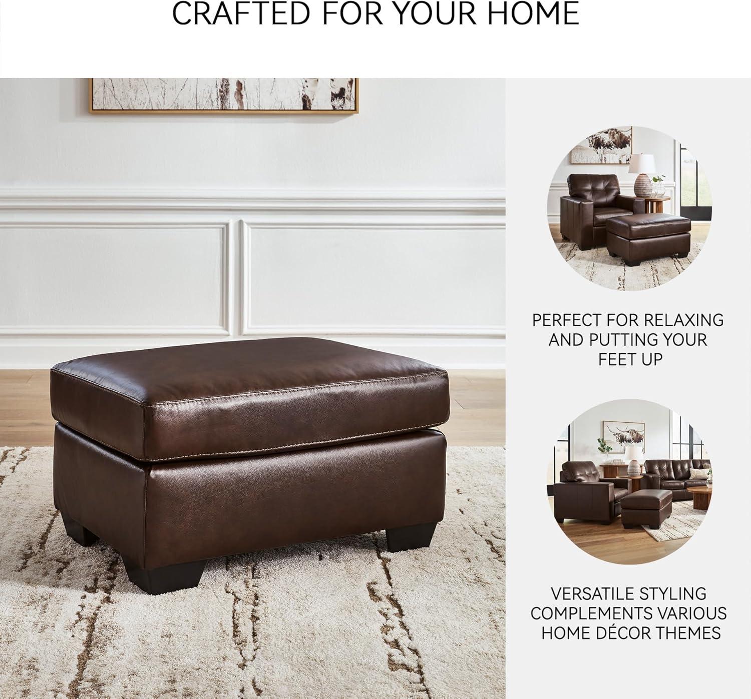 imageSignature Design by Ashley Santorine Classic Tufted Leather Match Chair Dark BrownOttoman