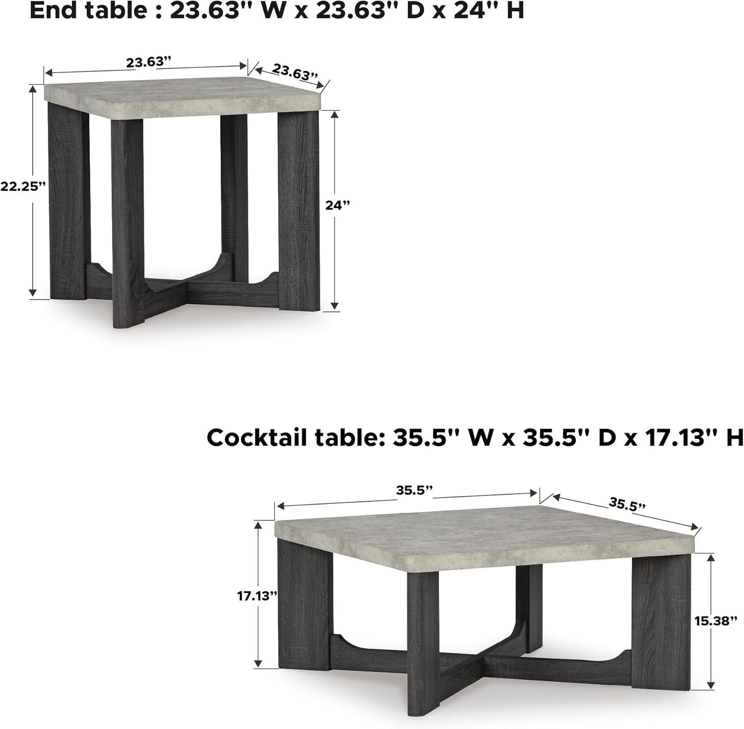 imageSignature Design by Ashley Sharstorm Modern Table Set with Faux Cement Melamine Tabletop Set of 3 Light Gray ampamp Gray