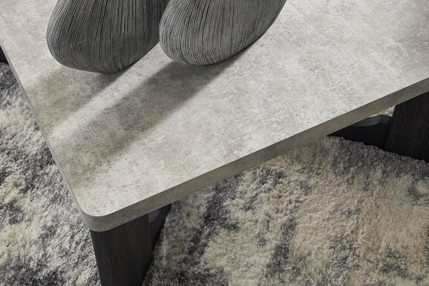 imageSignature Design by Ashley Sharstorm Modern Table Set with Faux Cement Melamine Tabletop Set of 3 Light Gray ampamp Gray