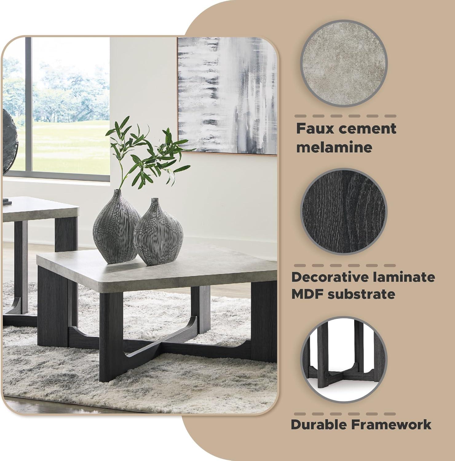 imageSignature Design by Ashley Sharstorm Modern Table Set with Faux Cement Melamine Tabletop Set of 3 Light Gray ampamp Gray