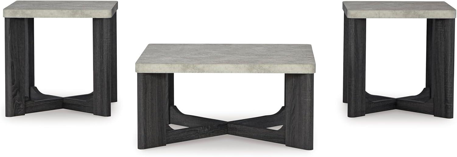 imageSignature Design by Ashley Sharstorm Modern Table Set with Faux Cement Melamine Tabletop Set of 3 Light Gray ampamp Gray