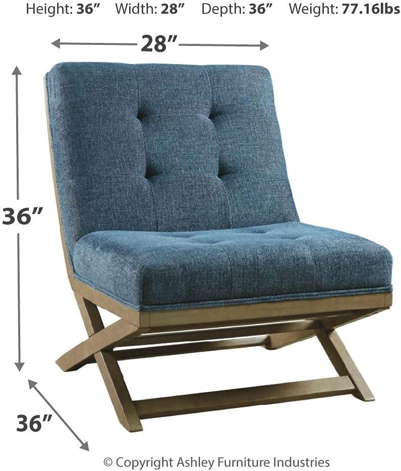 imageSignature Design by Ashley Sidewinder MidCentury Modern Faux Leather Accent Chair BrownBlue