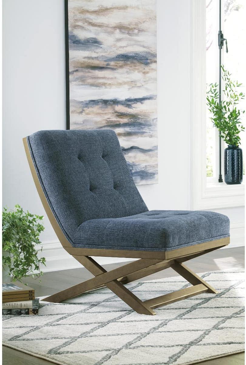 imageSignature Design by Ashley Sidewinder MidCentury Modern Faux Leather Accent Chair BrownBlue