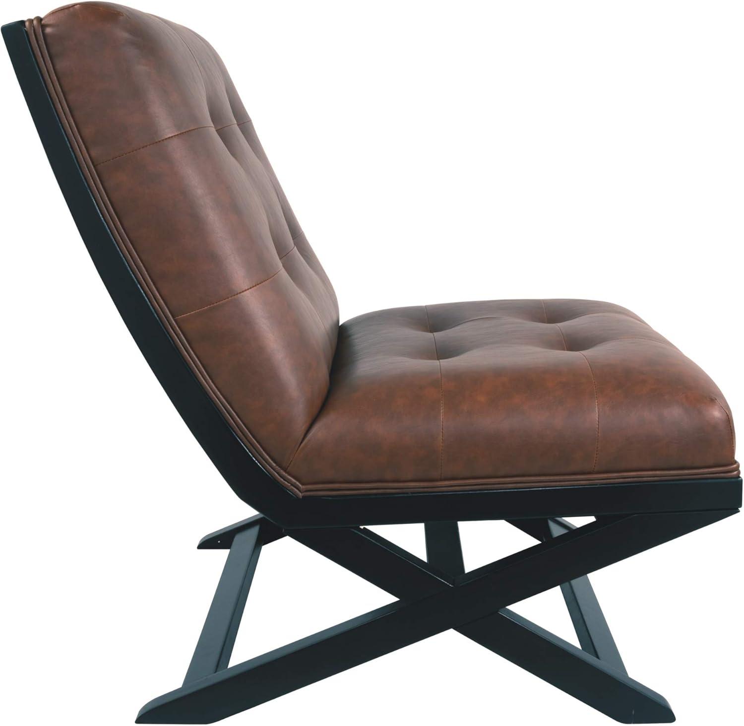 imageSignature Design by Ashley Sidewinder MidCentury Modern Faux Leather Accent Chair BrownBrown