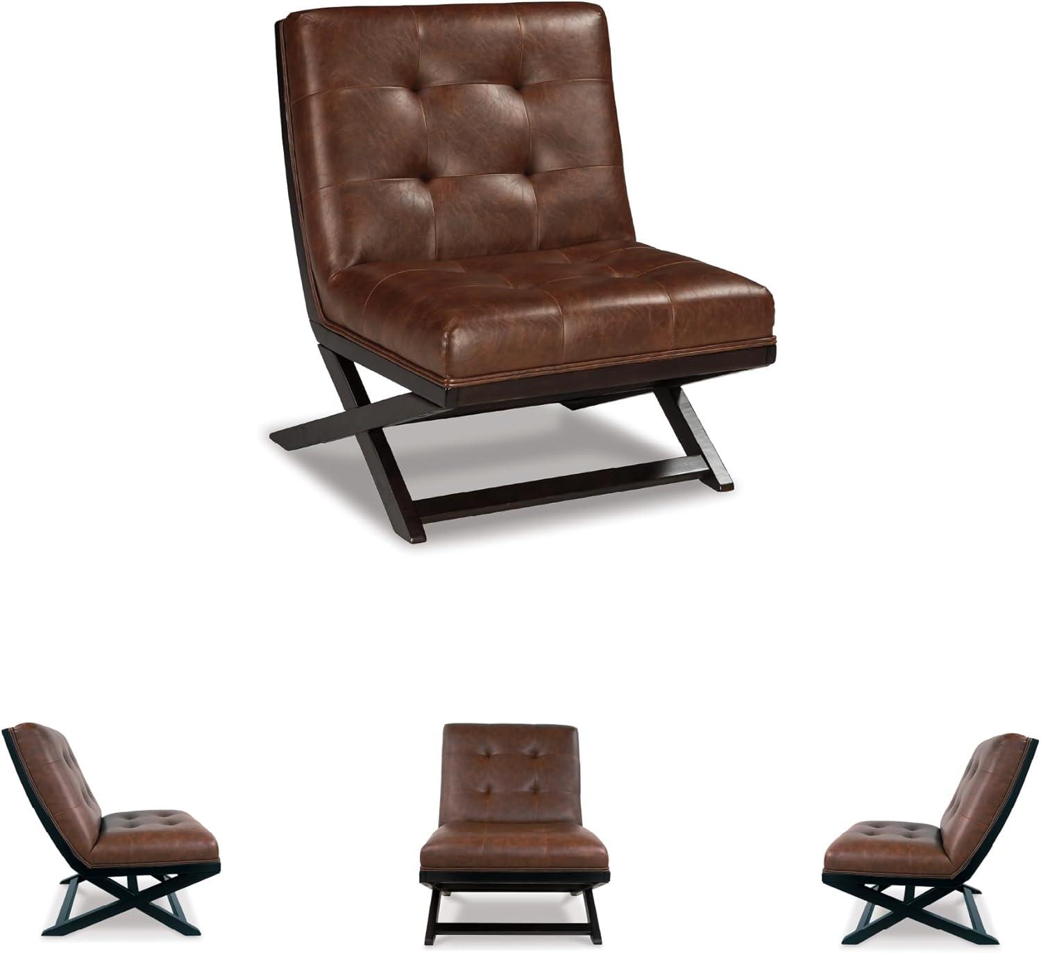 imageSignature Design by Ashley Sidewinder MidCentury Modern Faux Leather Accent Chair BrownBrown