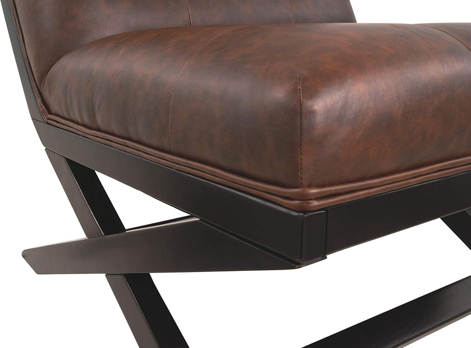 imageSignature Design by Ashley Sidewinder MidCentury Modern Faux Leather Accent Chair BrownBrown