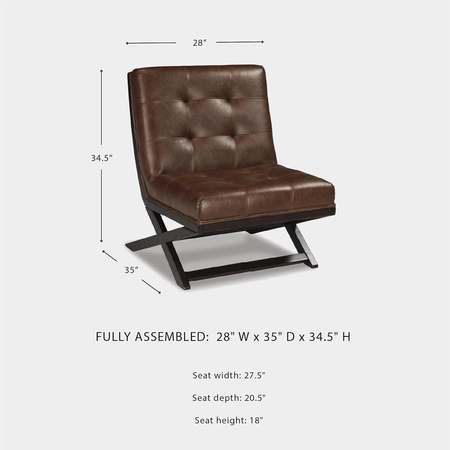 imageSignature Design by Ashley Sidewinder MidCentury Modern Faux Leather Accent Chair BrownBrown