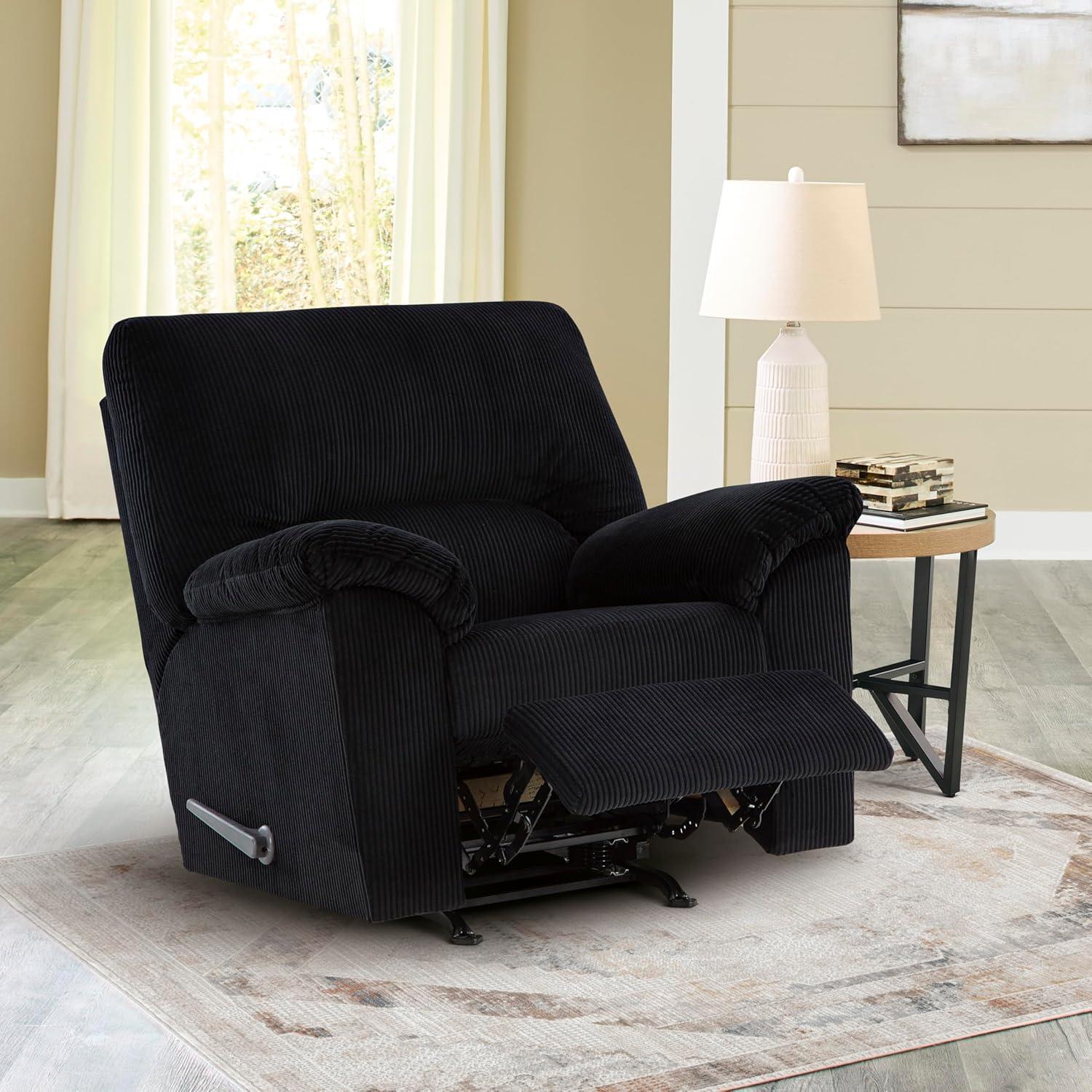 imageSignature Design by Ashley SimpleJoy Casual Manual Rocker Recliner with PillowTop Arms BlueBlack