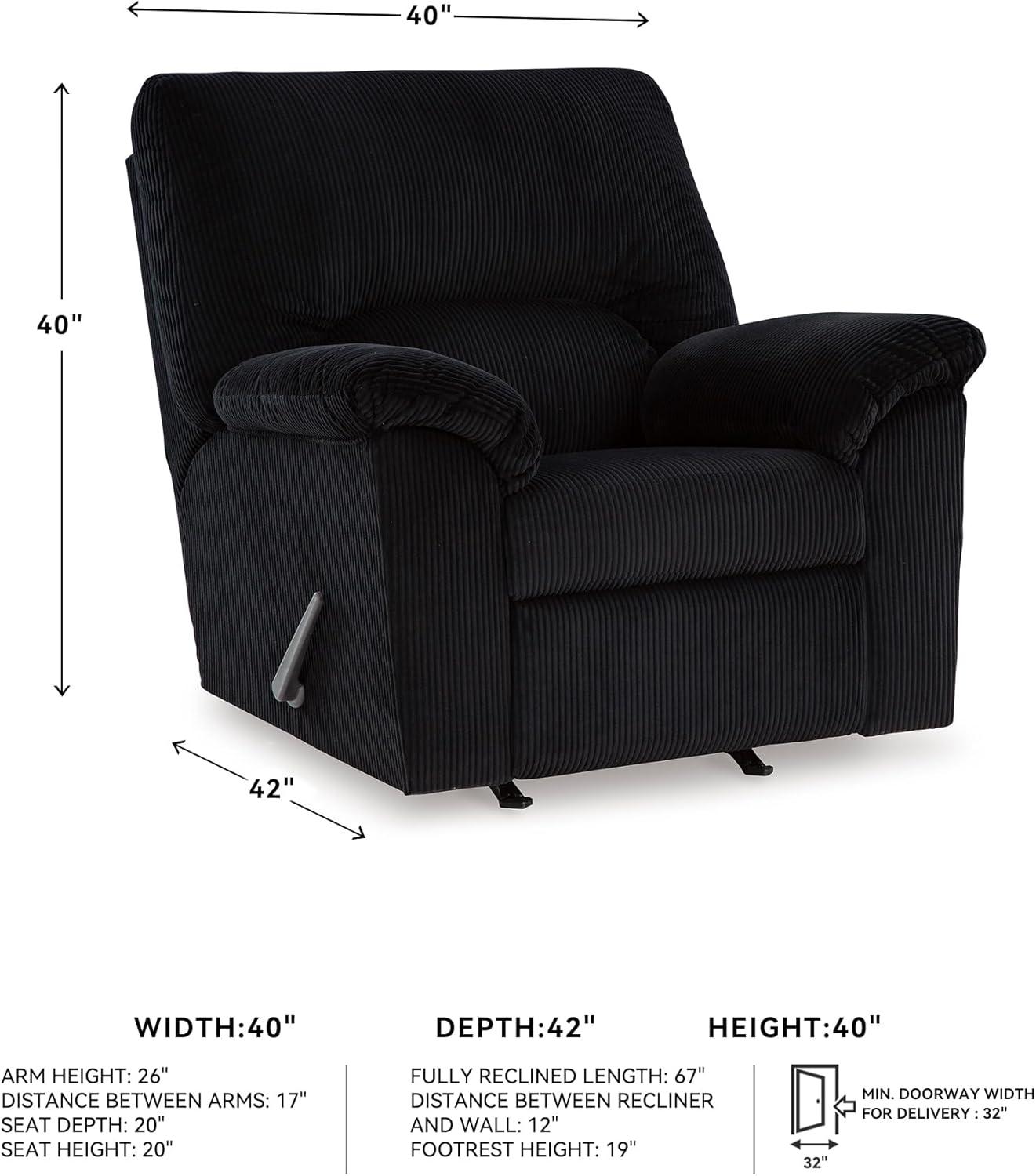 imageSignature Design by Ashley SimpleJoy Casual Manual Rocker Recliner with PillowTop Arms BlueBlack