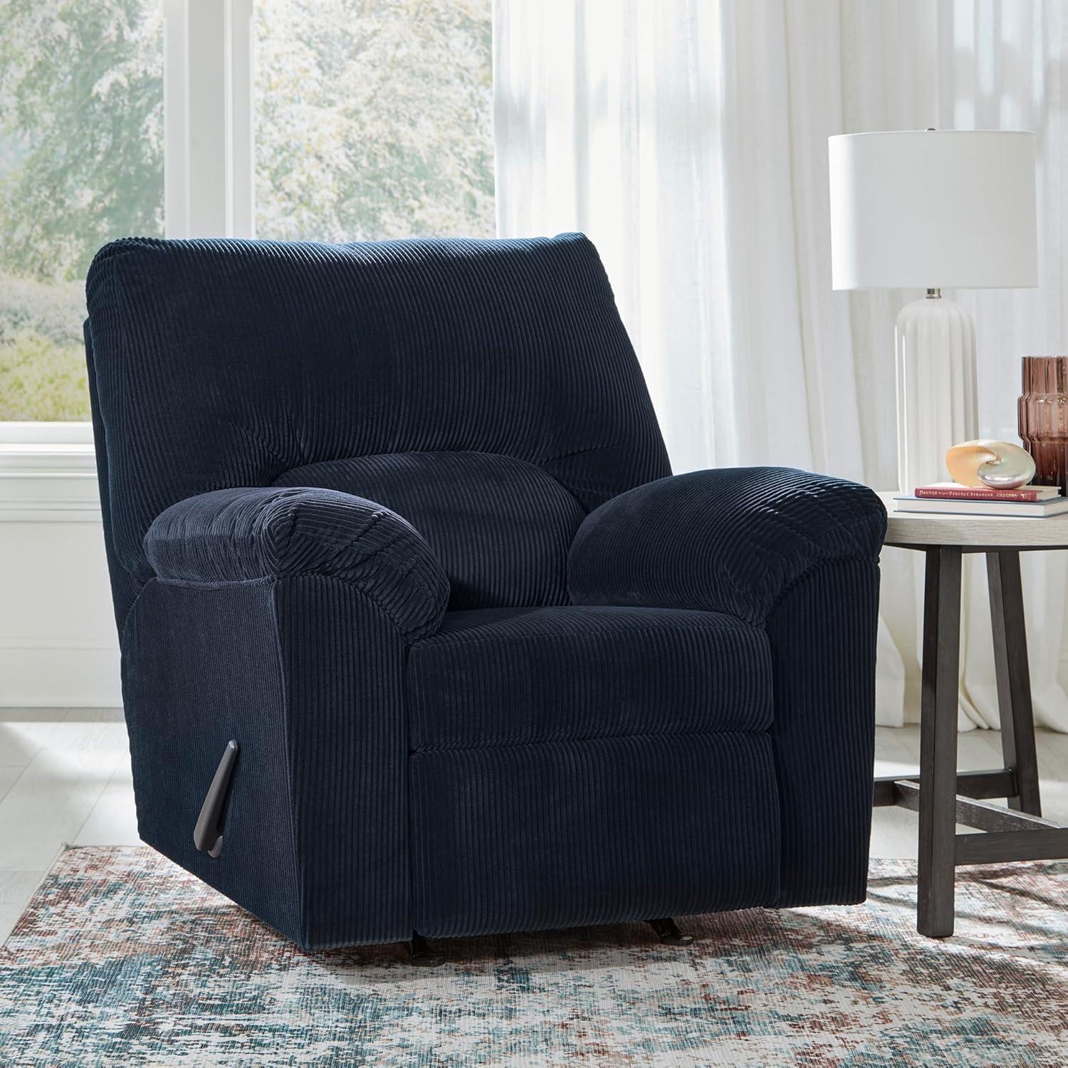 imageSignature Design by Ashley SimpleJoy Casual Manual Rocker Recliner with PillowTop Arms BlueBlue