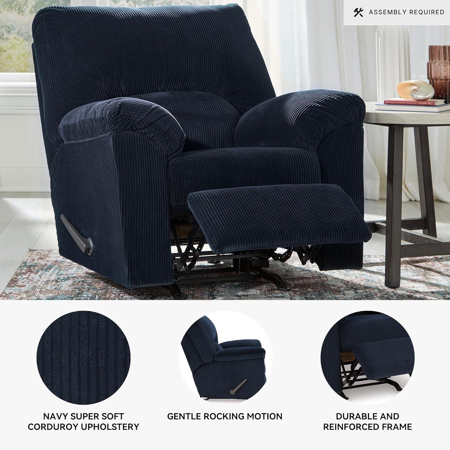 imageSignature Design by Ashley SimpleJoy Casual Manual Rocker Recliner with PillowTop Arms BlueBlue