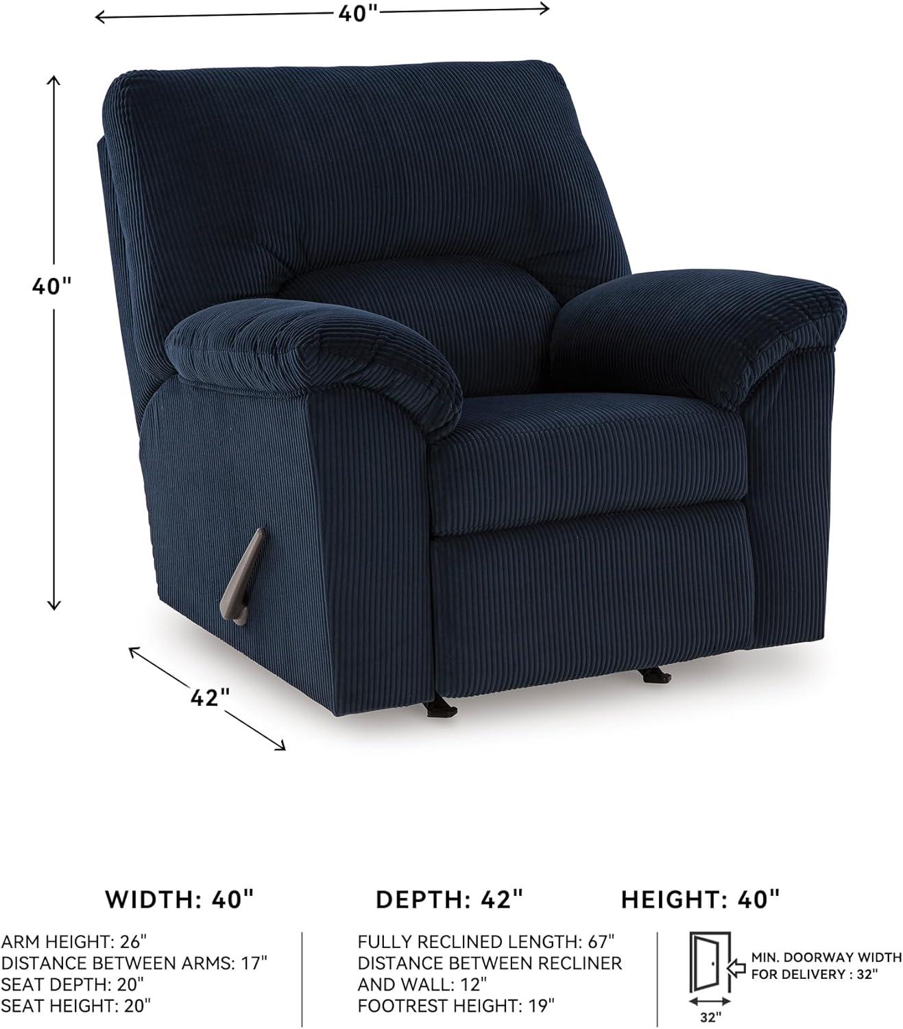 imageSignature Design by Ashley SimpleJoy Casual Manual Rocker Recliner with PillowTop Arms BlueBlue