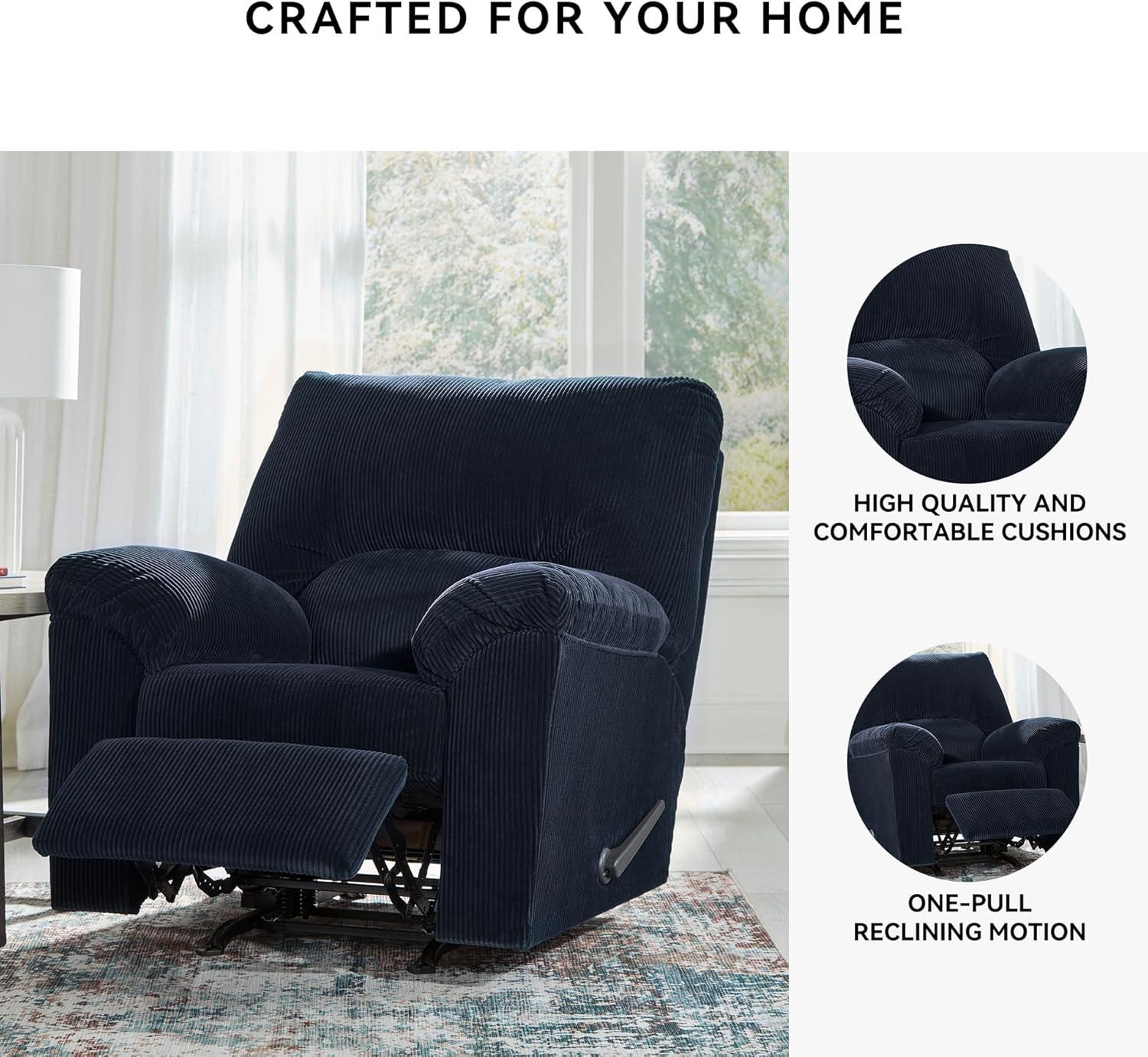 imageSignature Design by Ashley SimpleJoy Casual Manual Rocker Recliner with PillowTop Arms BlueBlue