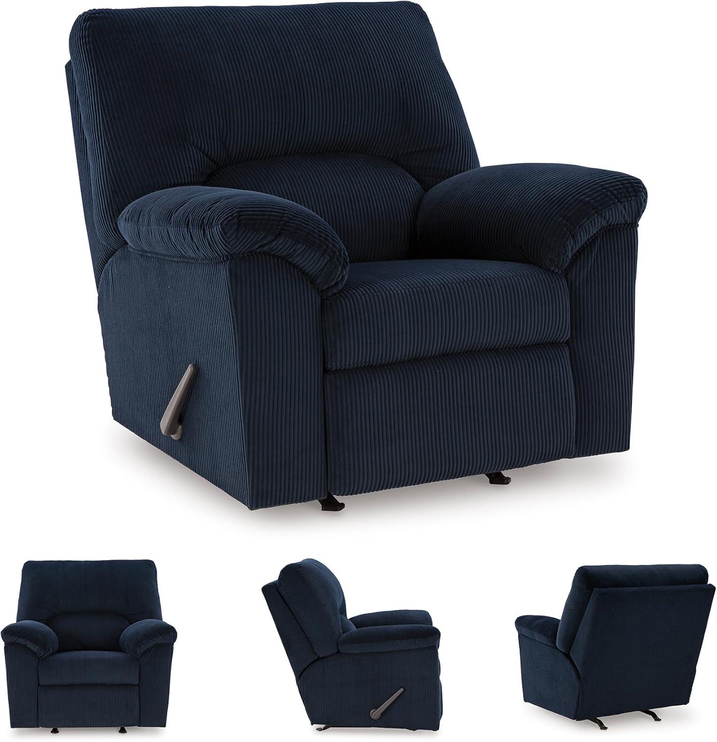 imageSignature Design by Ashley SimpleJoy Casual Manual Rocker Recliner with PillowTop Arms BlueBlue